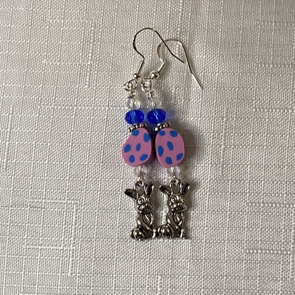 Handcrafted Easter Egg w/Bunny Earrings - Picture 2 of 5